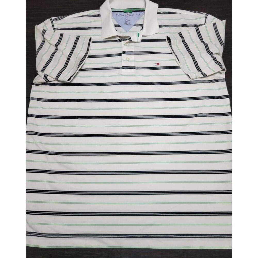 Tommy Hilfiger Polo Shirt Extra Large XL Adult Short Sleeve Striped Pullover